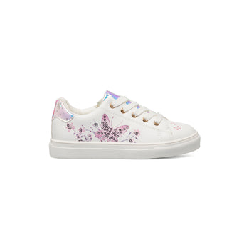 Sneakers da bambina bianche con dettagli laminati e farfalla 10 Baci, Scarpe Bambini, SKU k232000267, Immagine 0